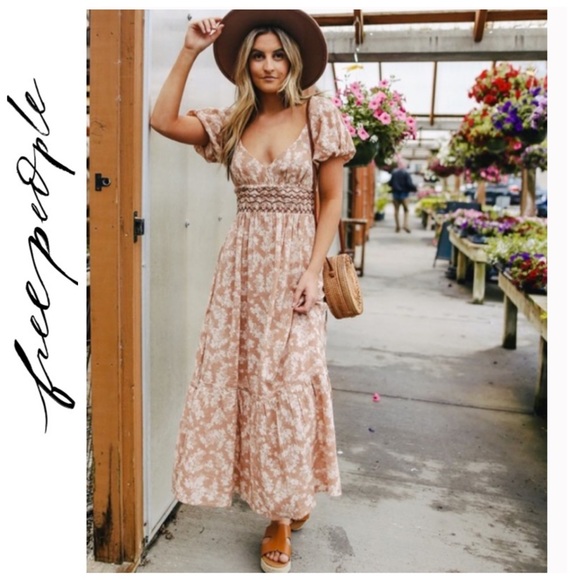 NWT Free People Ellie Printed MaxiDress in Neutral - Picture 4 of 16